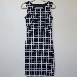 Club Monaco Windowpane Print Black Career Dress 2